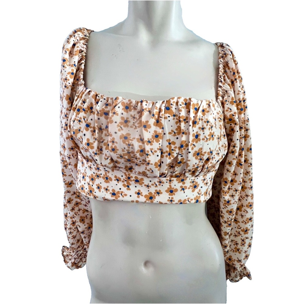 Vestique Womens Cropped Top L Coquette Babydoll Boho Fairy Hippie Y2K Milkmaid